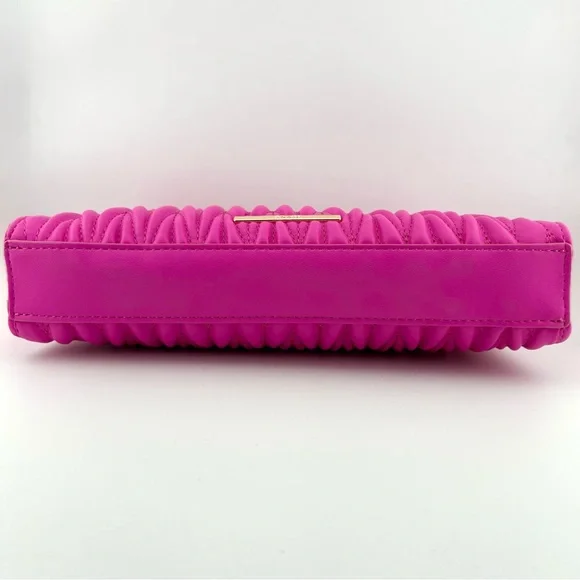 Aldo Hot Pink Quilted Chain Shoulder Bag w/ Coin Pouch & Removable Guitar Strap - Picture 6 of 10